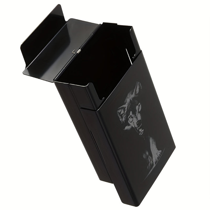 Wolf Pattern Cigarette Case Holder Automatic Pop up
