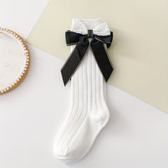 4 Pairs Baby Girls Knee High Socks Infants Bow Ruffled Stockings 0-12 Years
