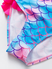 Toddler Girls Fish Scale Ruffle Trim Cami Swimsuit