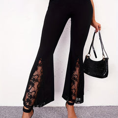 Lace Stitching Flare Leg Pants Slim Heart Women's Pants