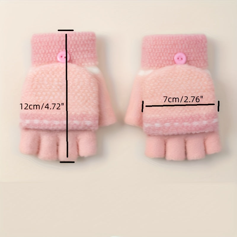 Half Finger Knitted Gloves For Boys And Girls Winter Warm Keeping Gloves