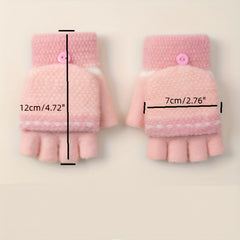 Half Finger Knitted Gloves For Boys And Girls Winter Warm Keeping Gloves