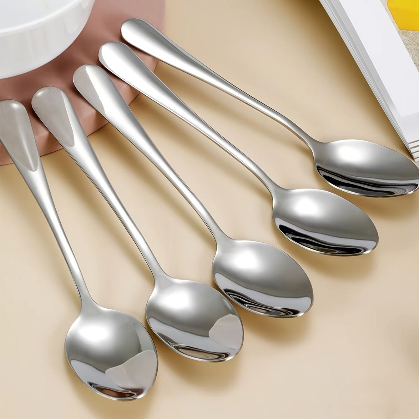 2pcs Mirror Polished Stainless Steel Dinner Spoons Set for Eating Soup