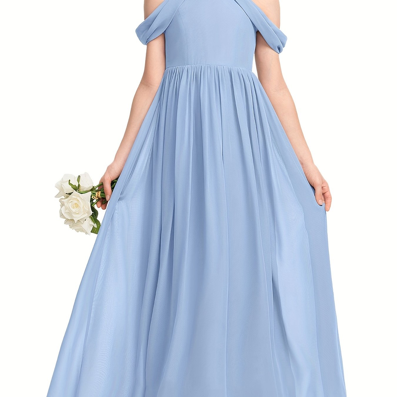 Girls Cold Shoulder Bridesmaid Dress For Wedding Evening