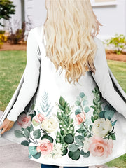 Letter Print Open Front Cardigan