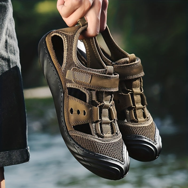 Men's Leather Non slip Sandals Quick Dry Beach Shoes