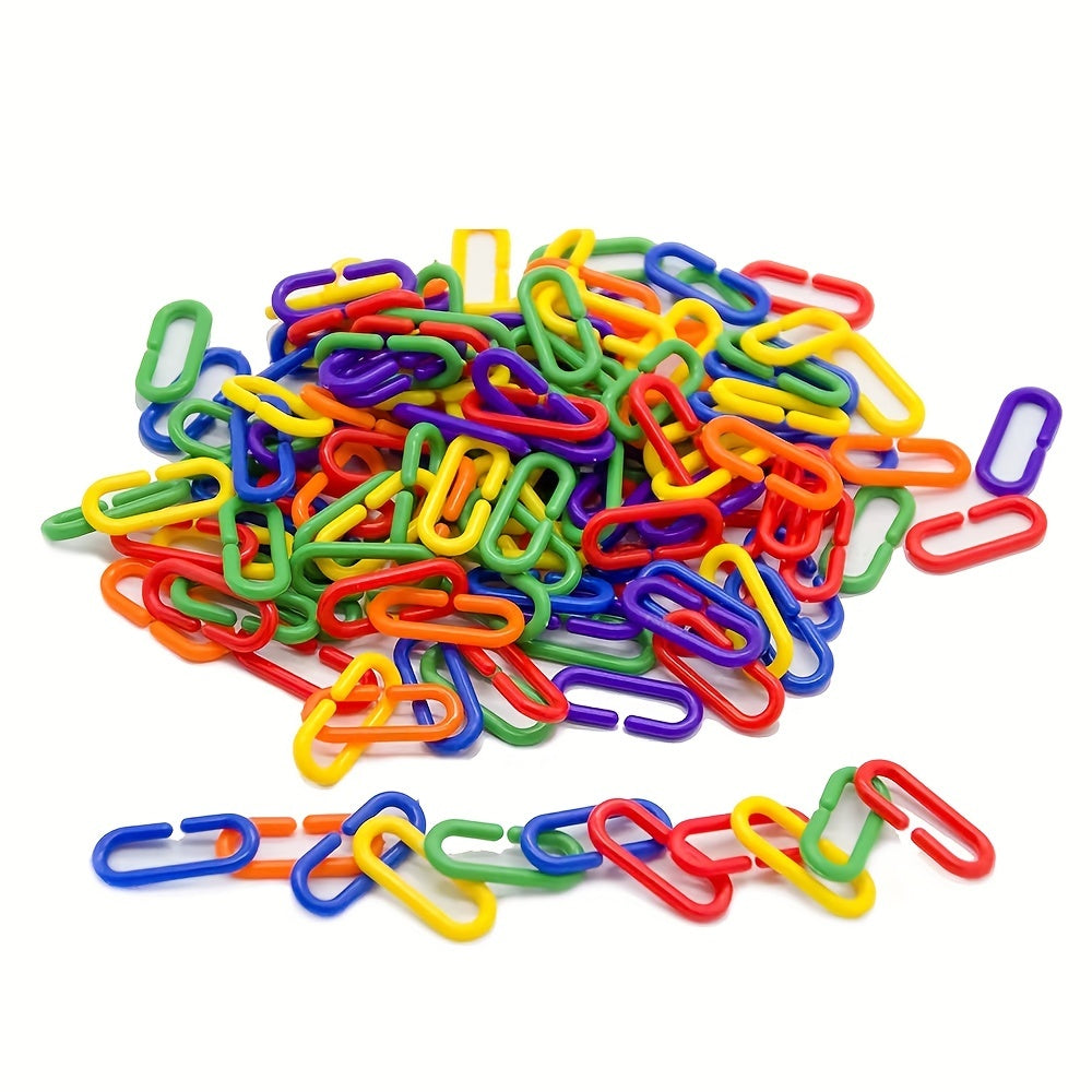 100pcs Rainbow C Clips Hooks Plastic Building Block Toys Hooks Chain