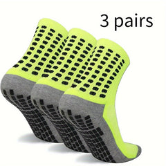 3 Pairs Men's Mid Crew Sport Socks Non Slip Breathable for Basketball Runn