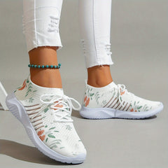 Graphic Print Mesh Breathable Woven Shoes Soft Sole Comfortable Non Slip Shoes