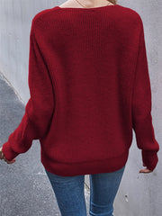 V Neck Long Sleeve Sweater Women's Clothing