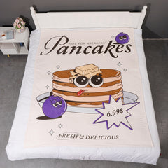 Soft Warm Pancakes Logo Flannel Blanket for Sofa Office Bed Camping & Travel