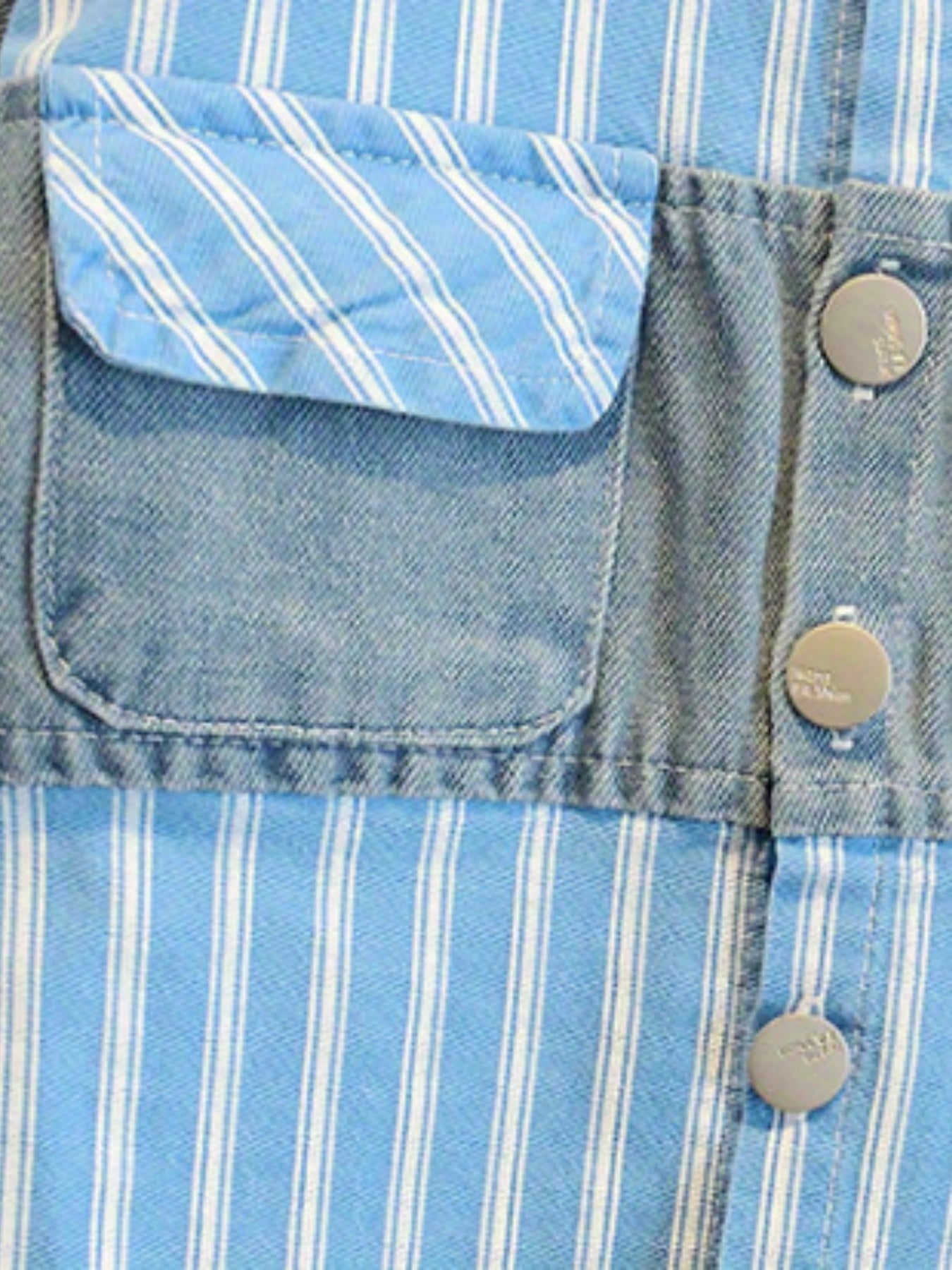 Boy's Stripes Graphic Print Fleece Denim Jacket Winter Spring Autumn