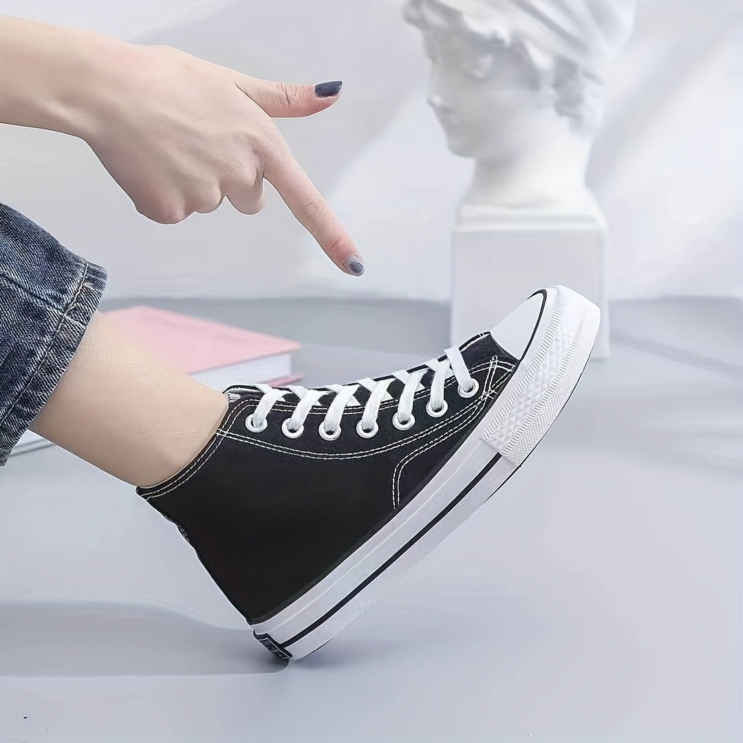 High Top Canvas Sneakers Lace Up Comfortable Shoes