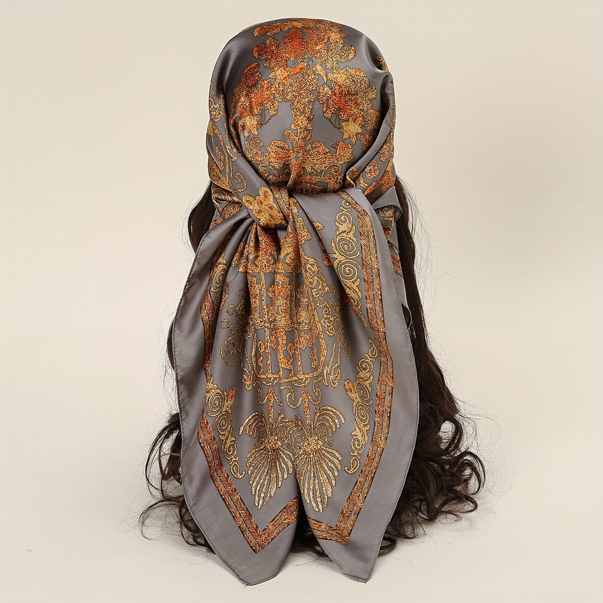 Vintage Court Pattern Bandana Large Square Scarf