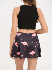 Flamingo Graphic Casual Sports Skirt Women Summer Skorts Tennis Golf Fitness