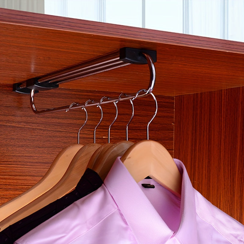 Adjustable Retractable Wardrobe Rail Clothes Hanger Towel Coat Racks
