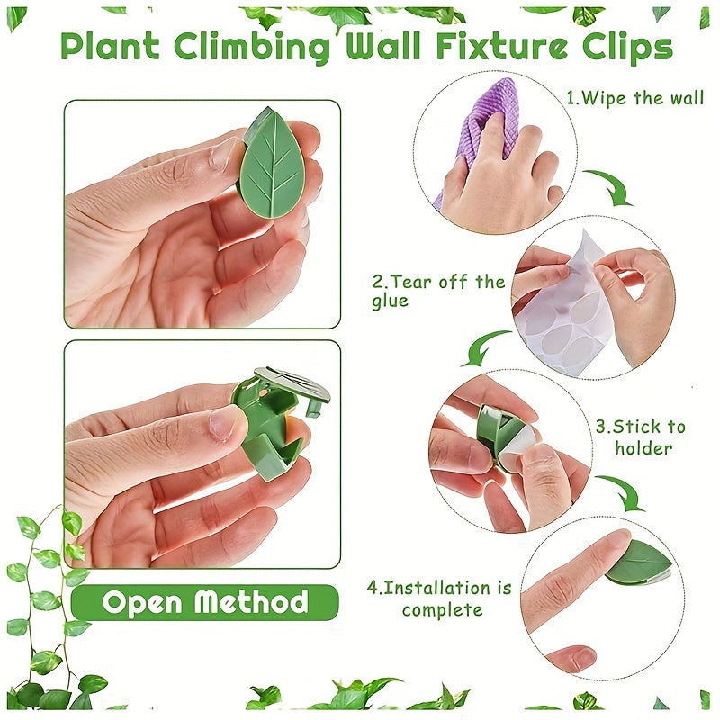 50pcs Plant Fixing Holder Green Hook Vines Traction Bracket Self Adhesive Clip