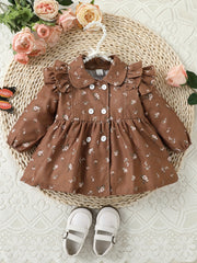Baby Girl's Floral Print Dress for Spring/Autumn
