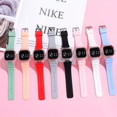Colorful Digital Watch LED Display Button Setting Electronic Watch