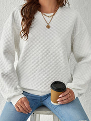 Textured Pullover Sweatshirt Long Sleeve Crew Neck for Women