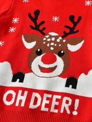 Boys Elk Print Knit Pullover Sweater Christmas Clothing