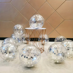 20pcs Silvery Confetti Balloons 12in for Birthday Wedding Party Decoration