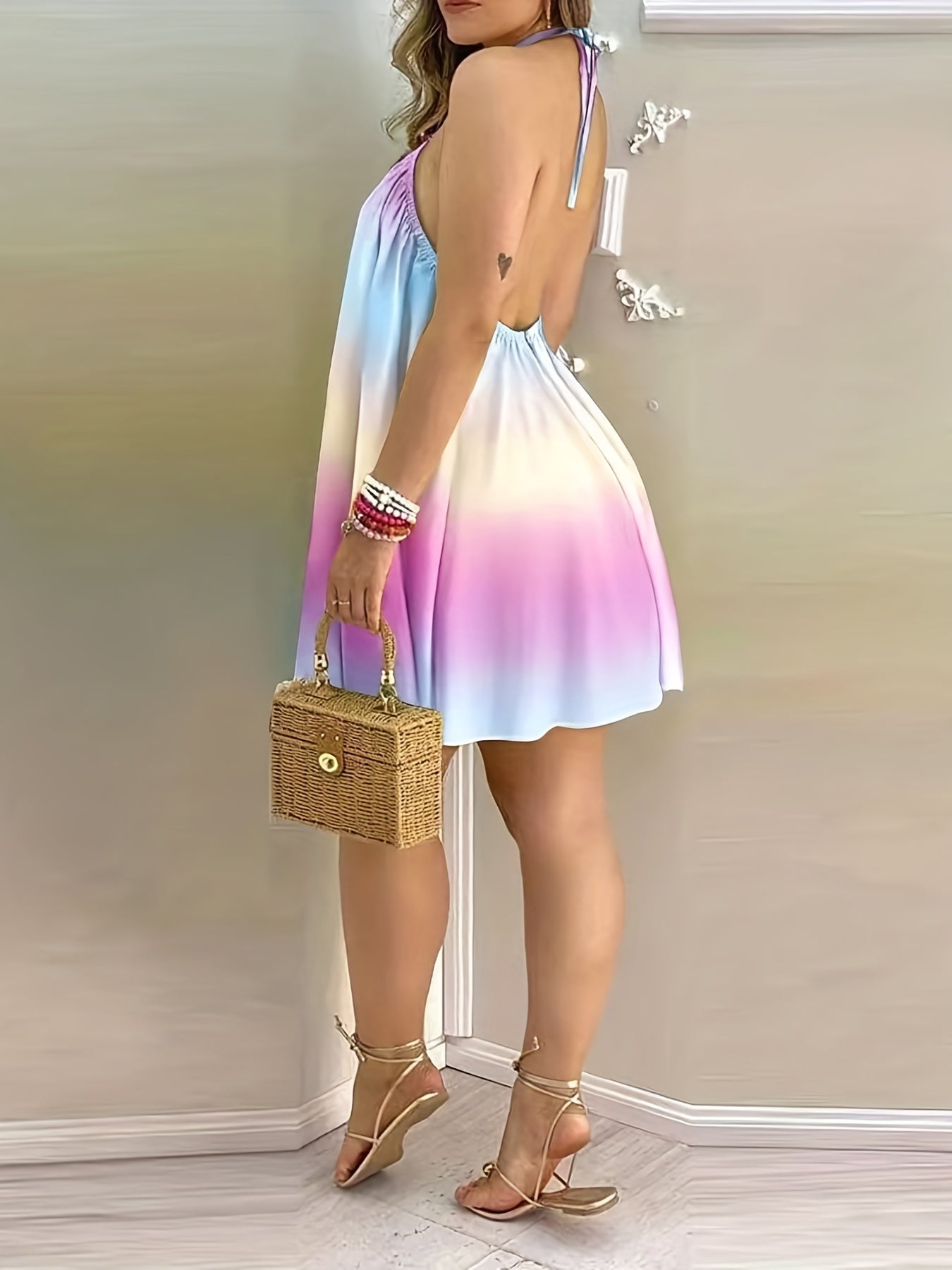 Backless Halter Neck Mini Dress