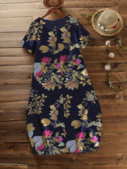 Women's Boho Floral Print Tee Dress