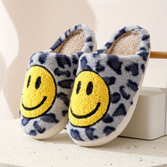 Leopard Print Fuzzy Slippers Soft Plush Shoes Winter Warm Indoor Slippers