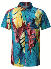 Hawaiian Style Print Men's Short Sleeve Shirt for Summer Vacation