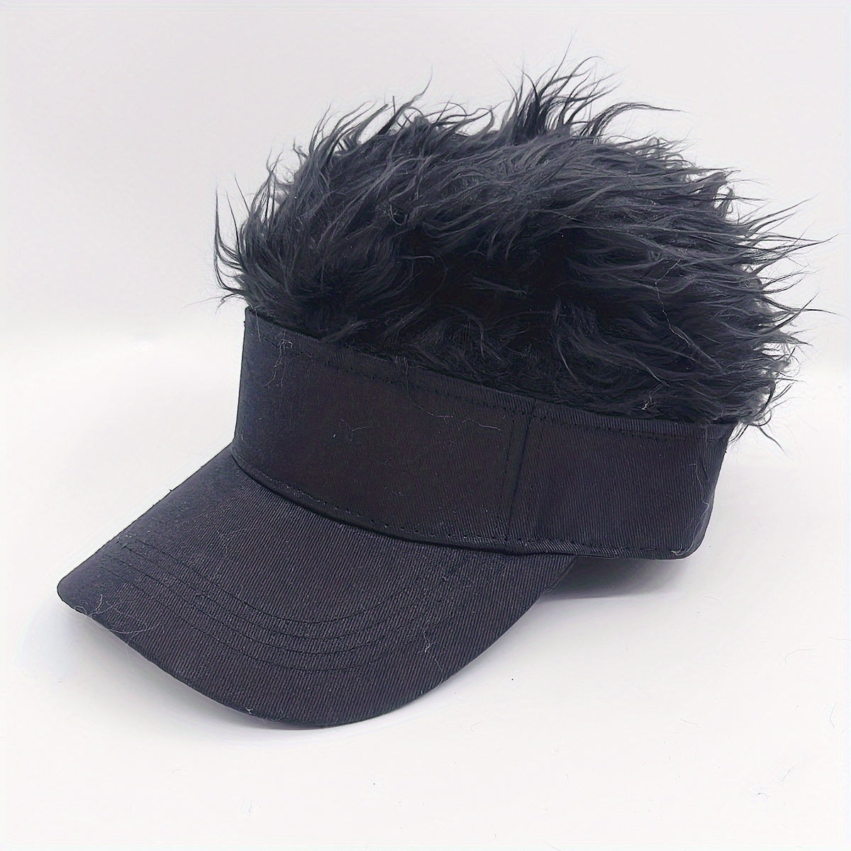 Adjustable Sun Visor Hat with Wig Spiked Hairs Cap