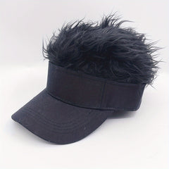 Adjustable Sun Visor Hat with Wig Spiked Hairs Cap