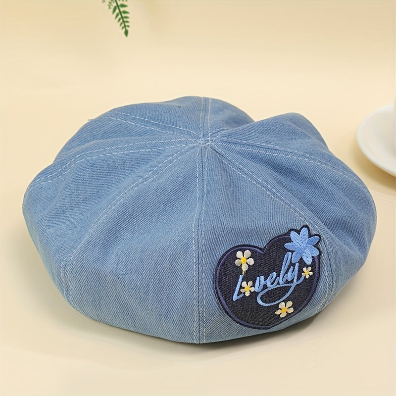 Vintage Denim Beret Hat Women Solid Beanie Casual Painter Cap Octagonal Hat