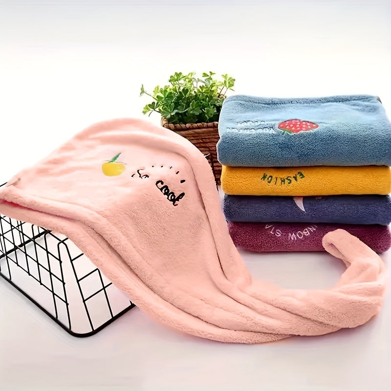 Embroidered Hair Drying Cap Towel Wrap Absorbent Quick Drying Shower Cap