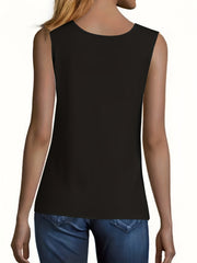 Solid Twist Front Crew Neck Tank Top