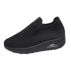 Women's Air Cushion Knit Sports Shoes Breathable Lace Up Low Top Running Shoes