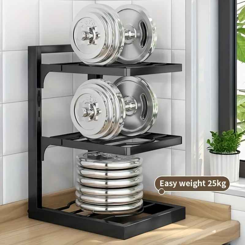 Adjustable Pot and Pan Storage Box Tier Organizer for Kitchen