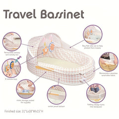 Portable Bassinet for Babies Foldable Bed with Sun Protection