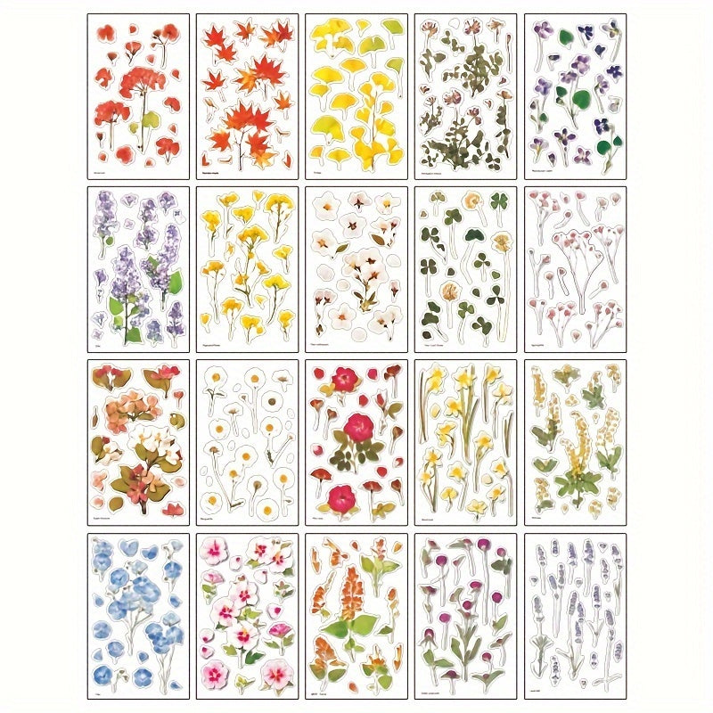 Pressed Flower Themed Stickers Dried Floral Resin Stickers Decals