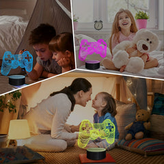 3D Gamepad Lamp Night Light 16 Colors Changing Remote Gamer Gift Kids Bedroom