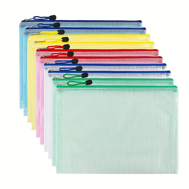 10pcs Mesh Zipper Bag Puzzle Bag For Organizing Storage A5 Size Office Supplies