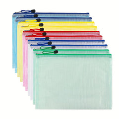 10pcs Mesh Zipper Bag Puzzle Bag For Organizing Storage A5 Size Office Supplies