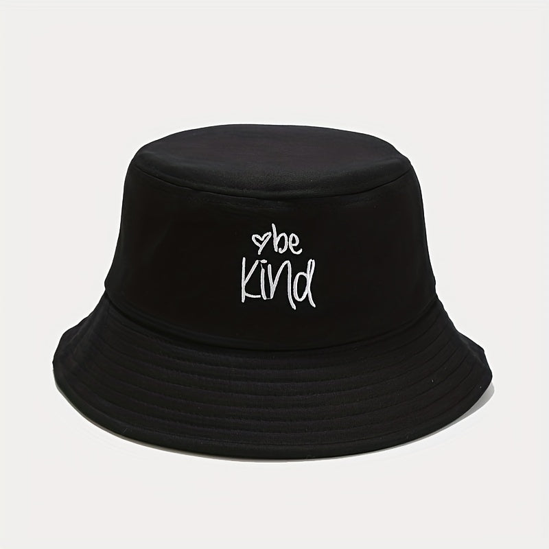 Unisex Sunshade Bucket Hat Heart Embroidery Double Sided Sun Hat