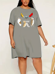 Cat & Umbrella Print Sleep Dress