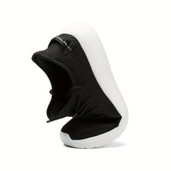 Men's Lace Up Solid Sneakers Lightweight Fabric Breathable Running Shoes