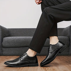 Men's Pointed Toe Lace Up Derby Shoes Business Formal Wear