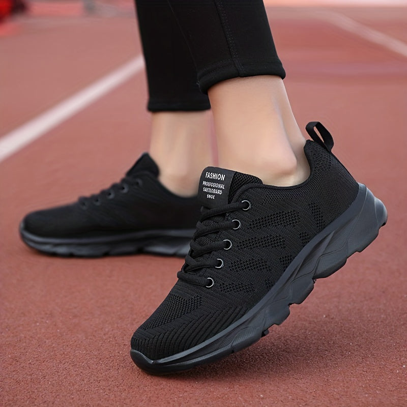 Women's Lace-Up Running Shoes Breathable Fitness Gym Sneakers