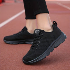Women's Lace-Up Running Shoes Breathable Fitness Gym Sneakers