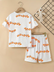 Boys Alphabet Bear Print Pajama Set