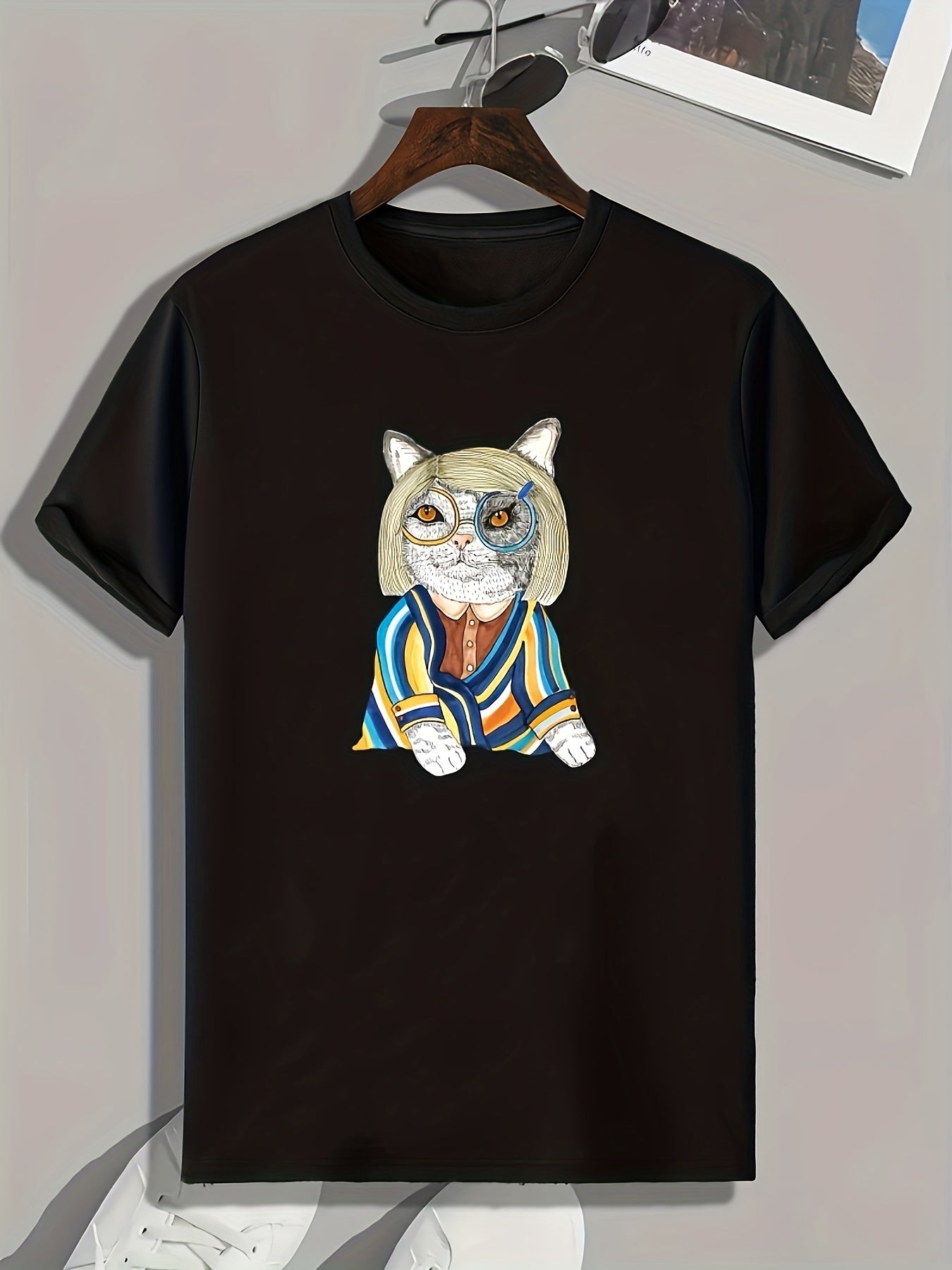 Funny Cat Print Graphic T-shirt for Men